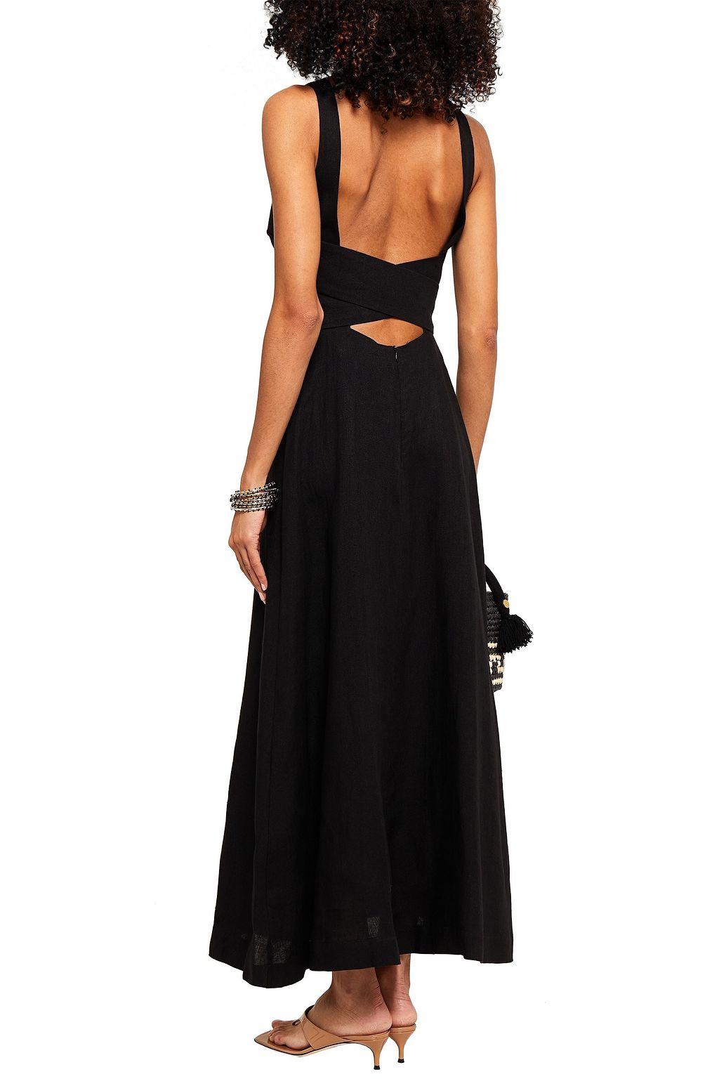 BONDI BORN Belted linen maxi dress