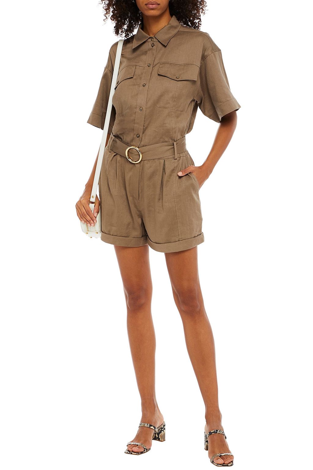 FRAME Arie belted woven playsuit