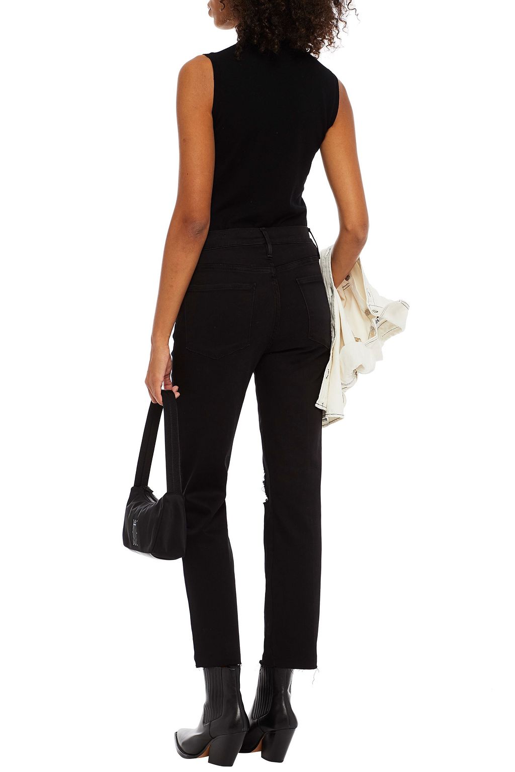 FRAME Le Sylvie distressed high-rise straight-leg jeans