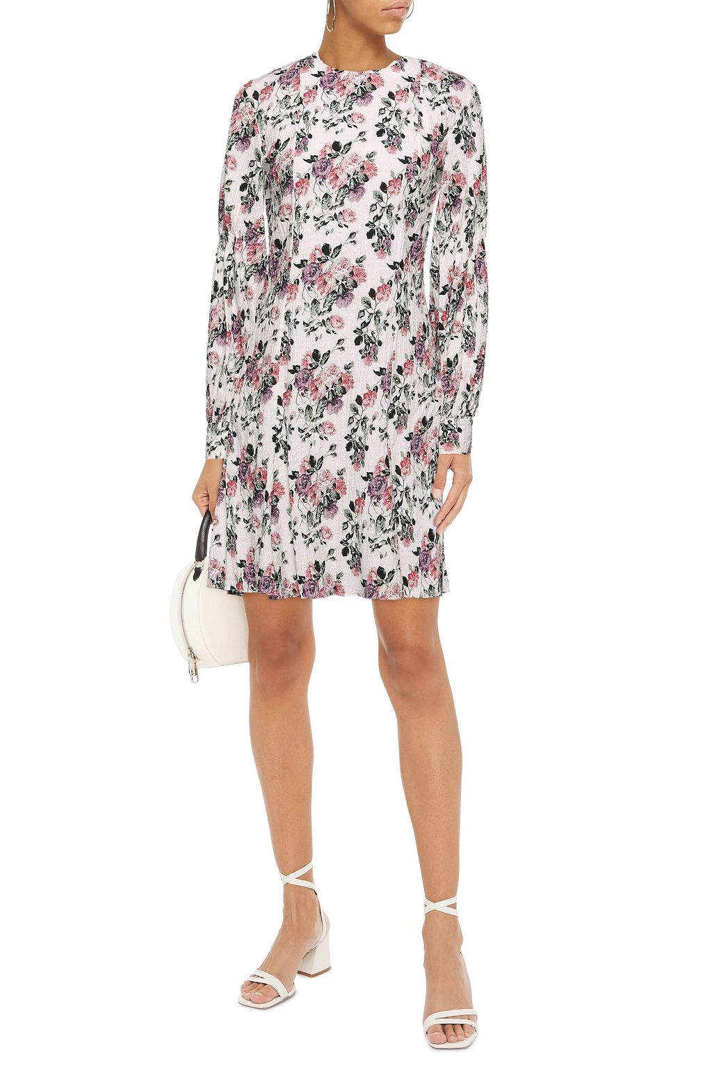 EMILIA WICKSTEAD Floral-print Swiss-dot crinkled cotton-blend mini dress