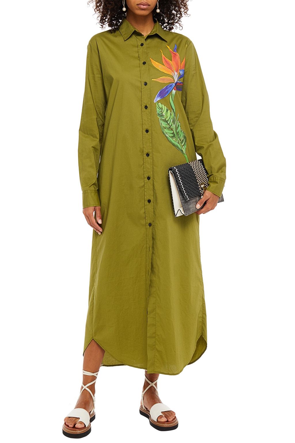 STELLA JEAN Printed cotton-poplin midi shirt dress