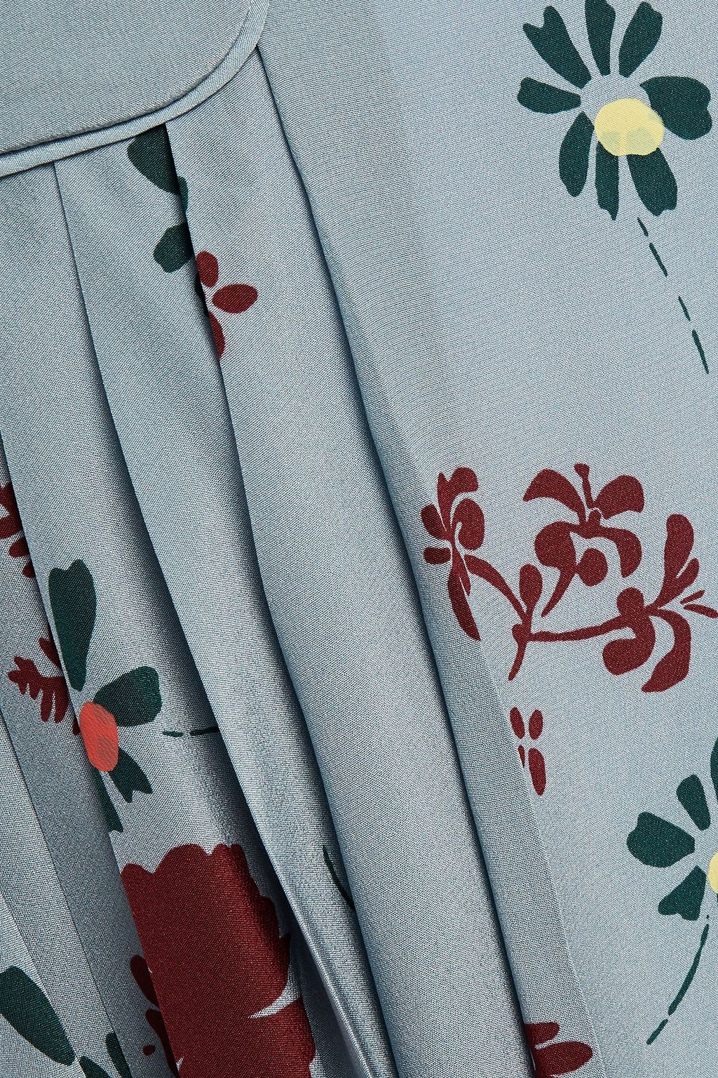 VALENTINO GARAVANI Pleated floral-print silk crepe de chine skirt