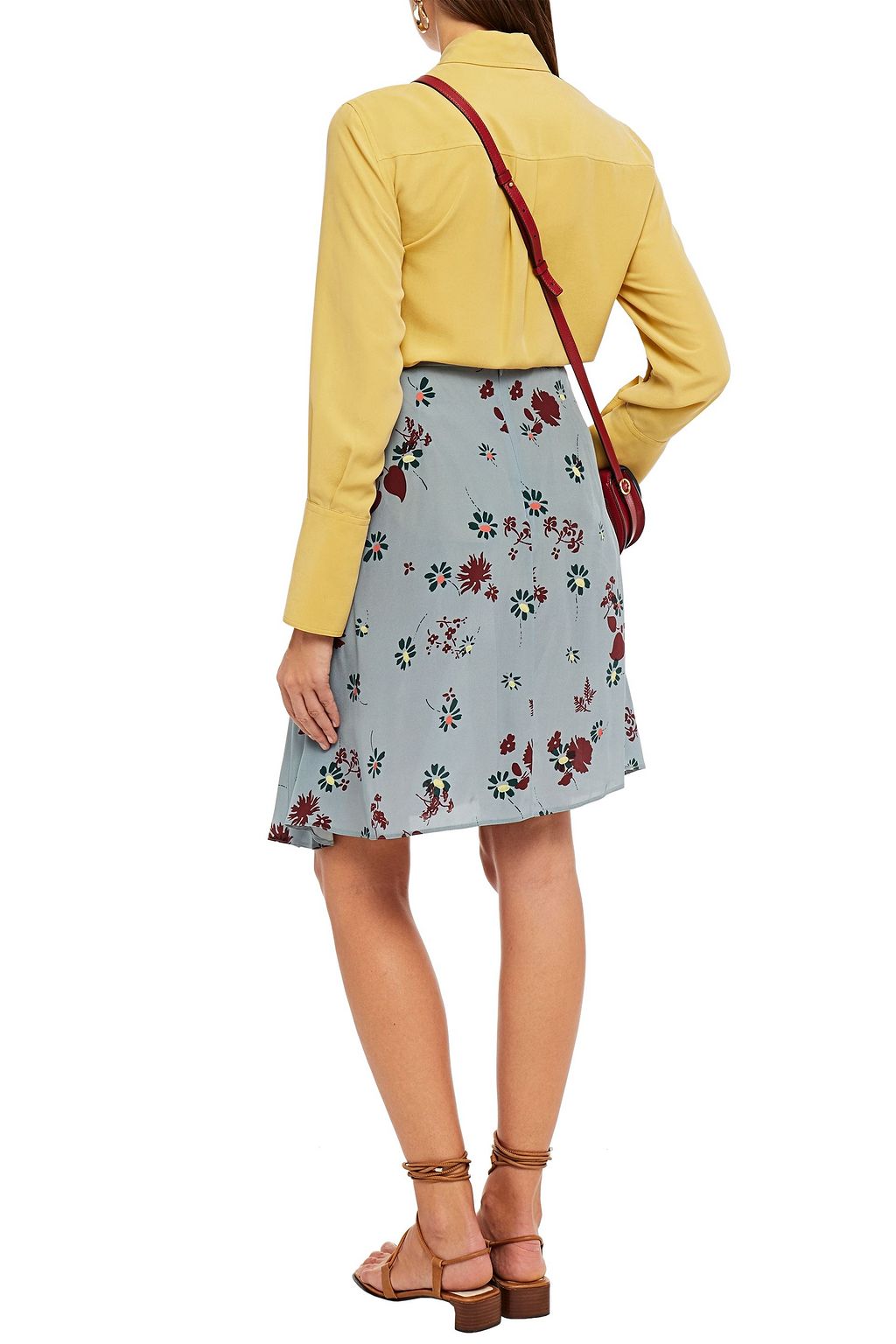 VALENTINO GARAVANI Pleated floral-print silk crepe de chine skirt