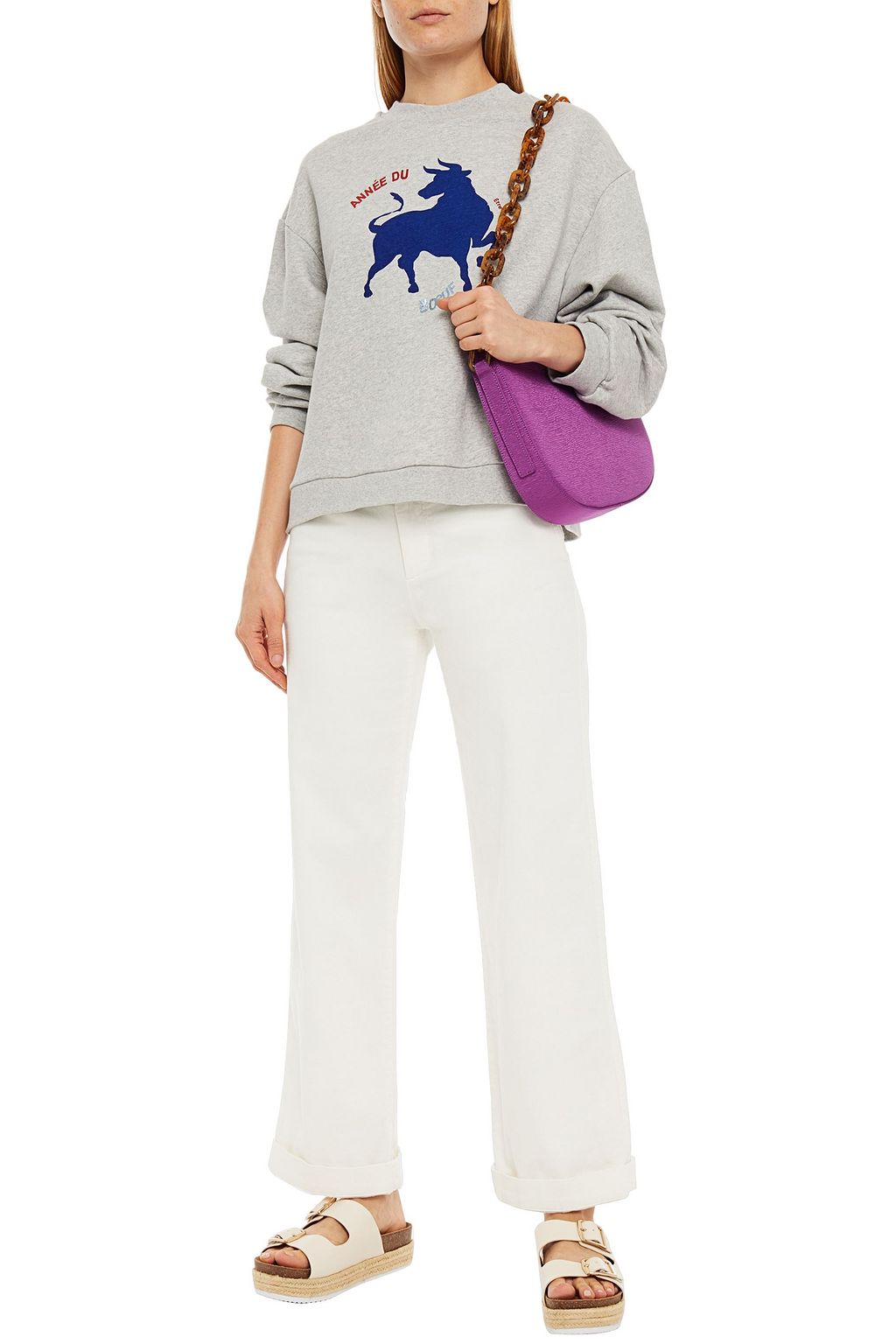 ÊTRE CÉCILE Printed French cotton-terry sweatshirt