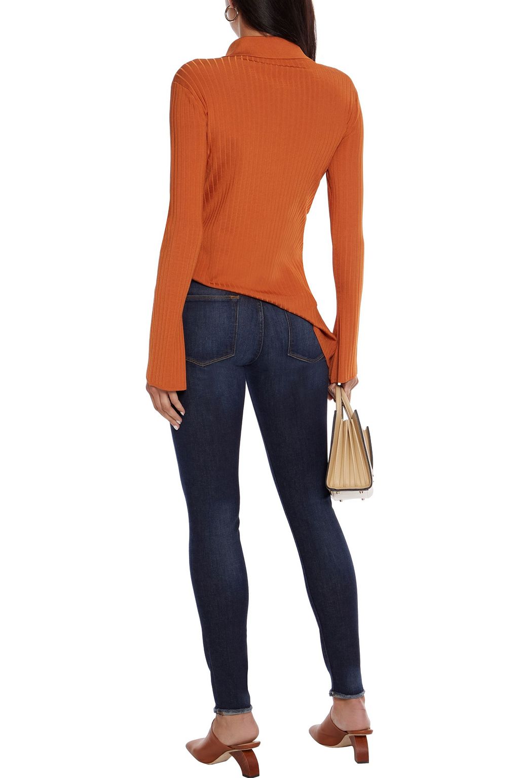 FRAME Le High Skinny frayed high-rise skinny jeans