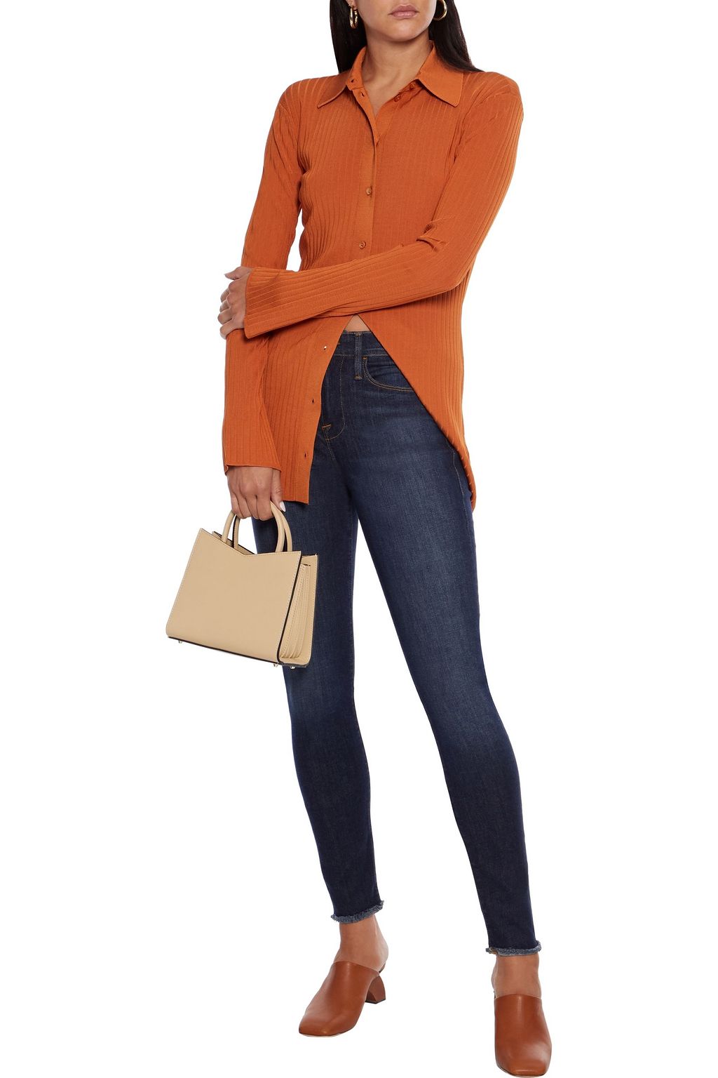 FRAME Le High Skinny frayed high-rise skinny jeans