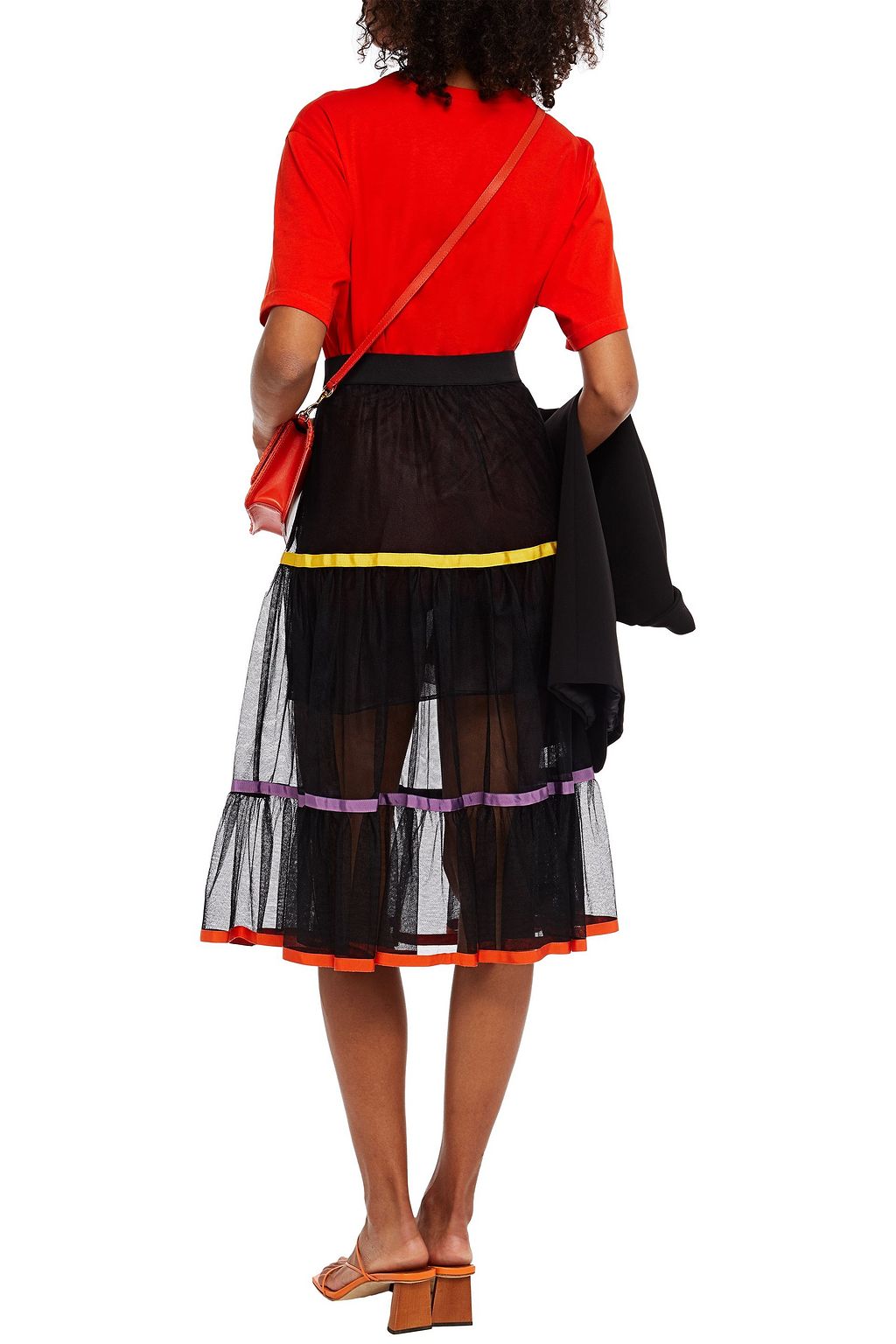 STELLA JEAN Tiered grosgrain-trimmed tulle skirt
