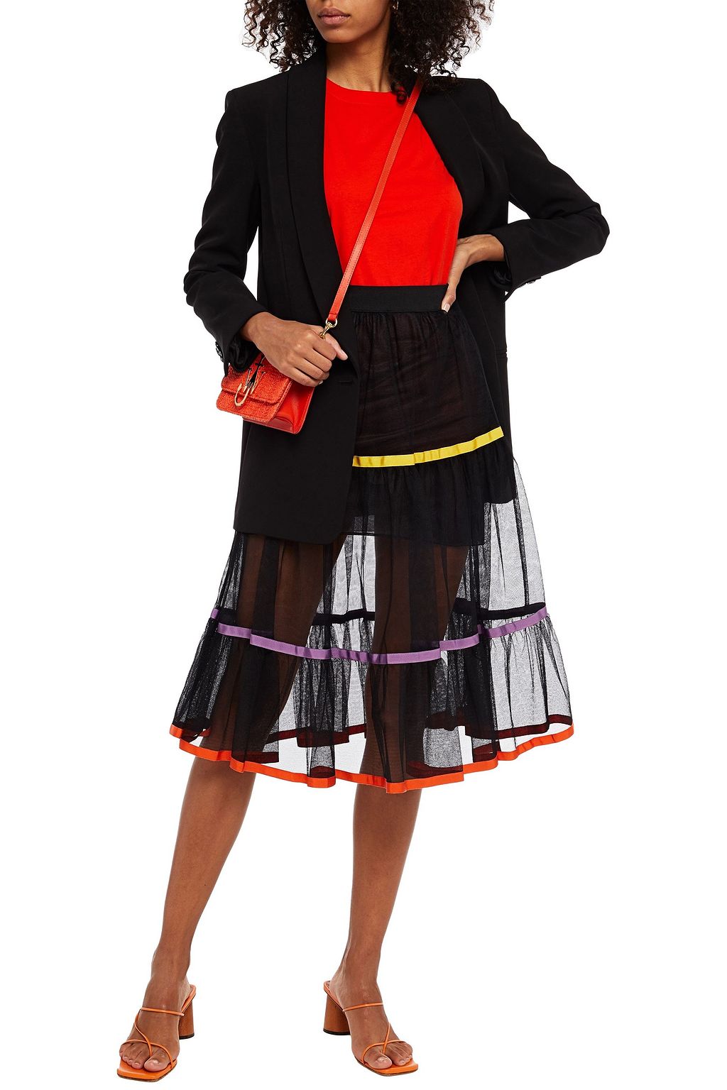 STELLA JEAN Tiered grosgrain-trimmed tulle skirt
