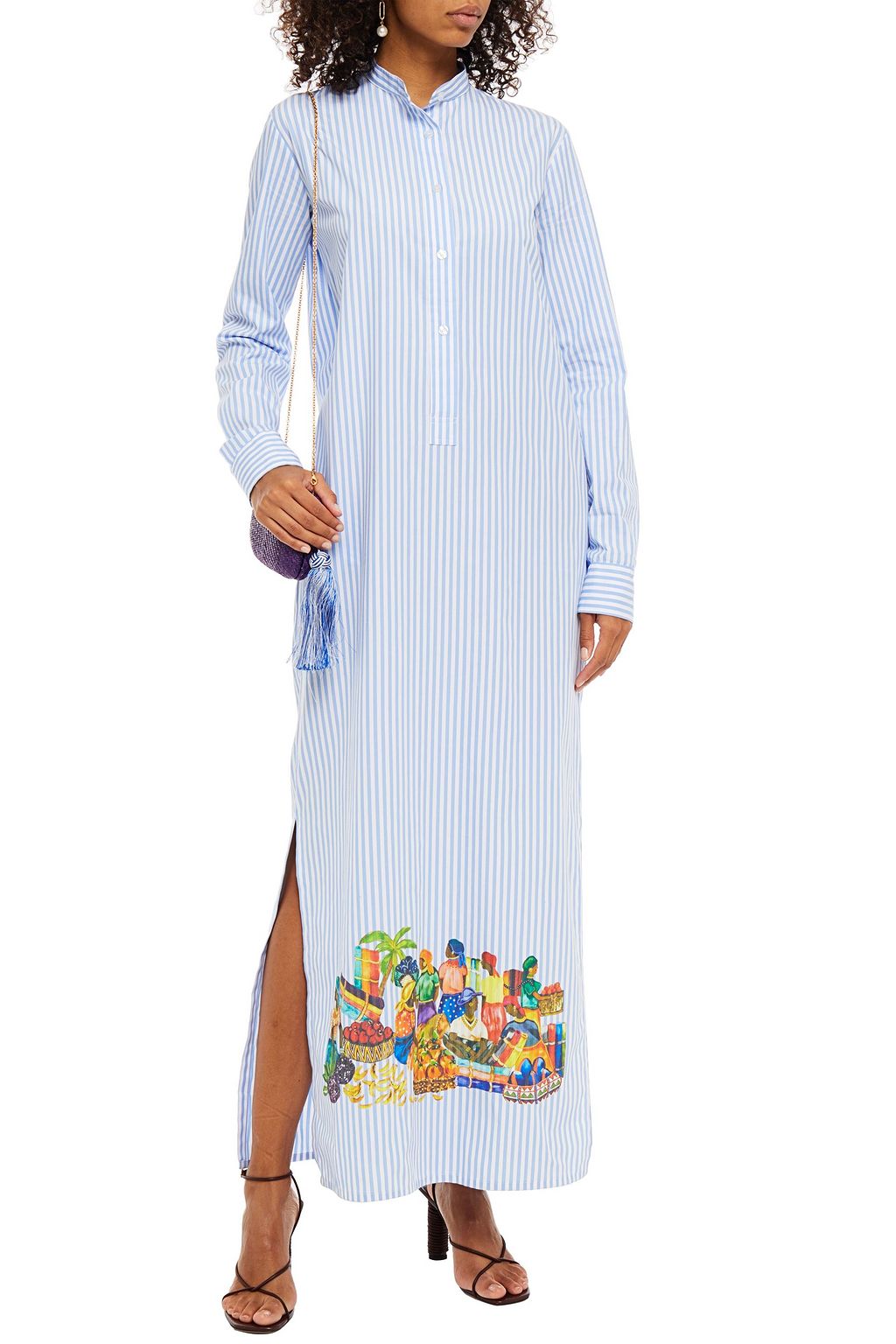 STELLA JEAN Printed cotton-poplin maxi shirt dress