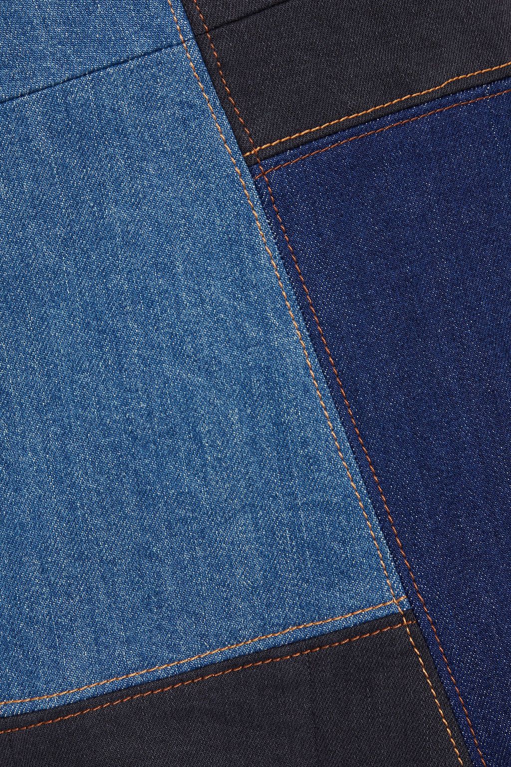 ACNE STUDIOS Kleid aus Denim in Patchwork-Optik mit Fransen
