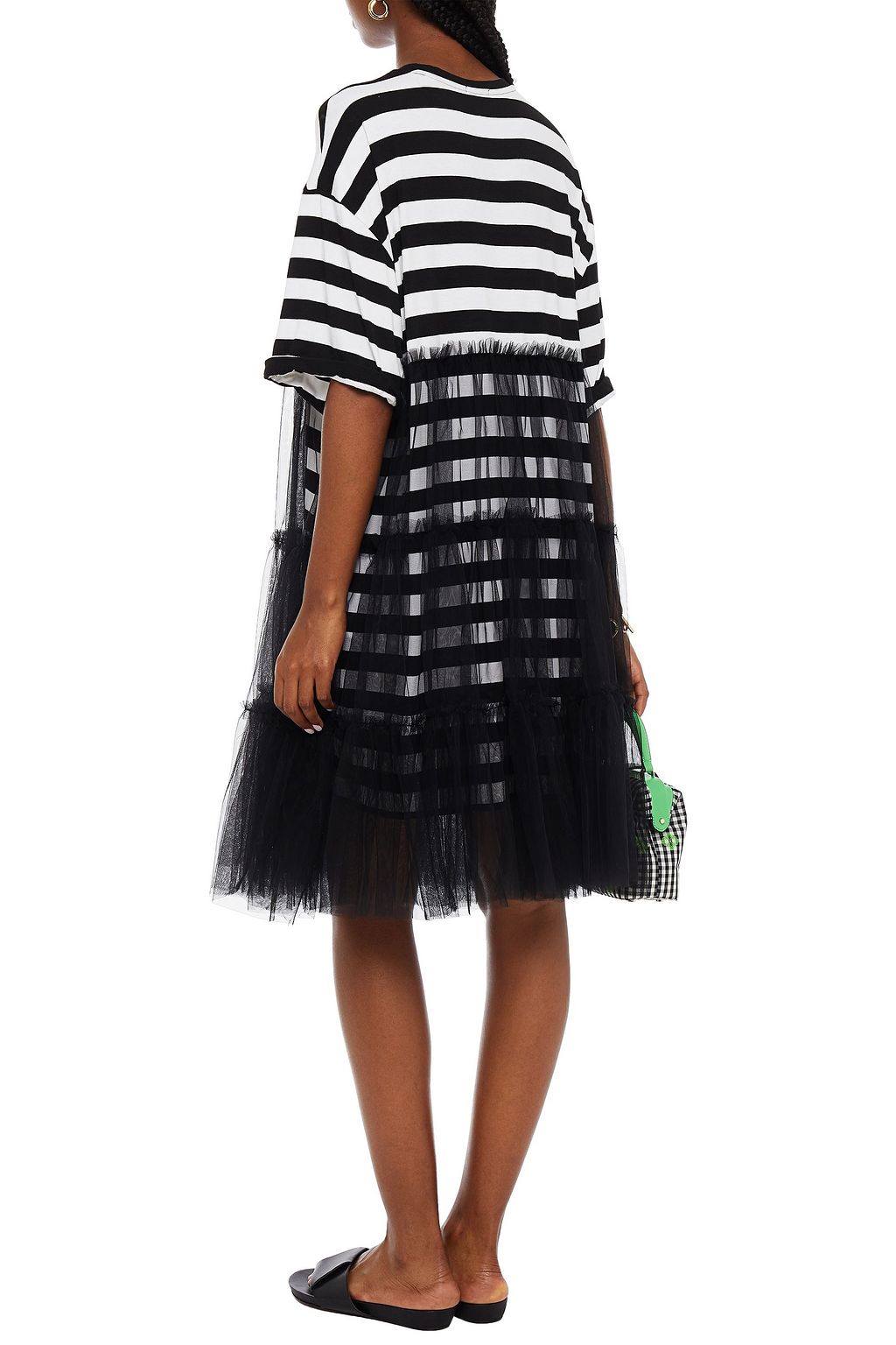 STELLA JEAN Layered printed cotton-jersey and tiered tulle mini dress