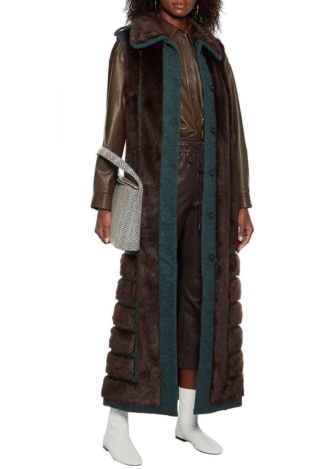 ACNE STUDIOS Paneled jute-blend bouclé and faux fur vest