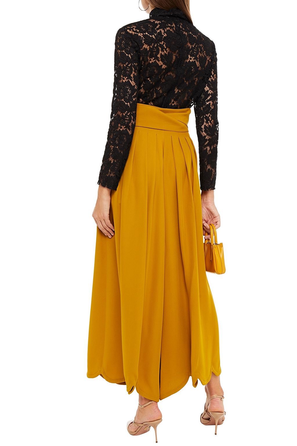 VALENTINO GARAVANI Layered tie-front silk-crepe wide-leg pants