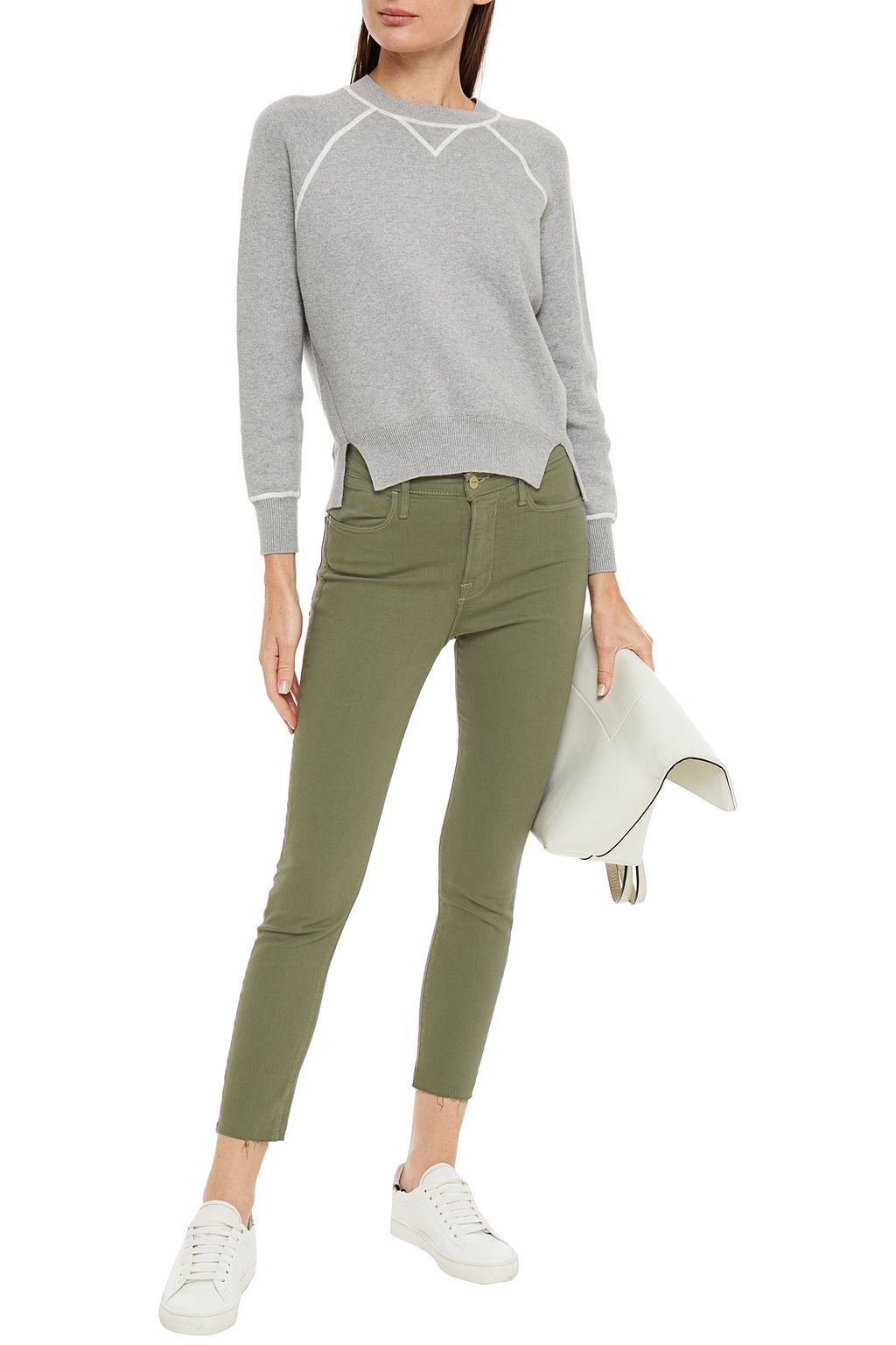 FRAME Mélange cotton-blend jersey sweatshirt
