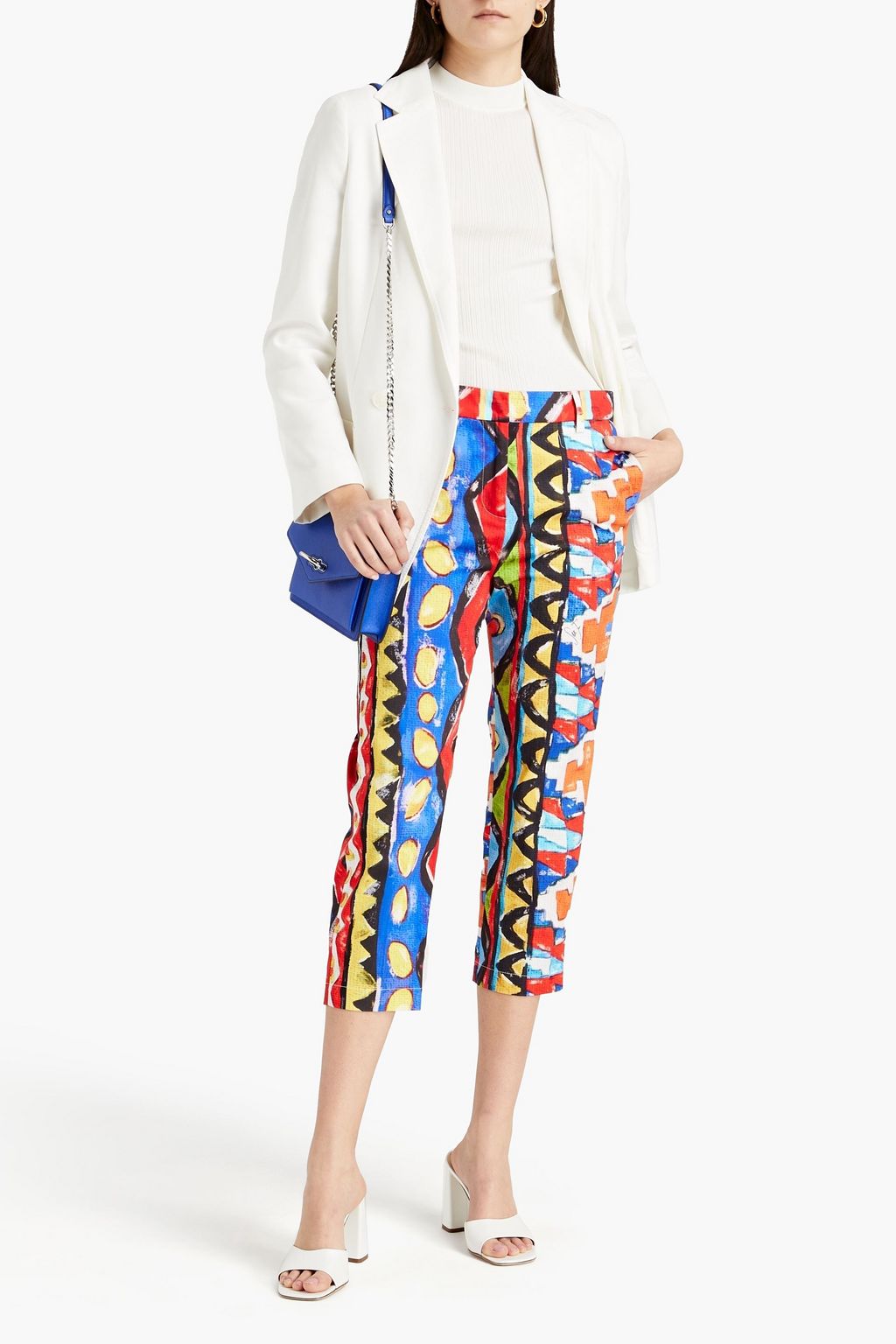 STELLA JEAN Cropped printed stretch-cotton tapered pants