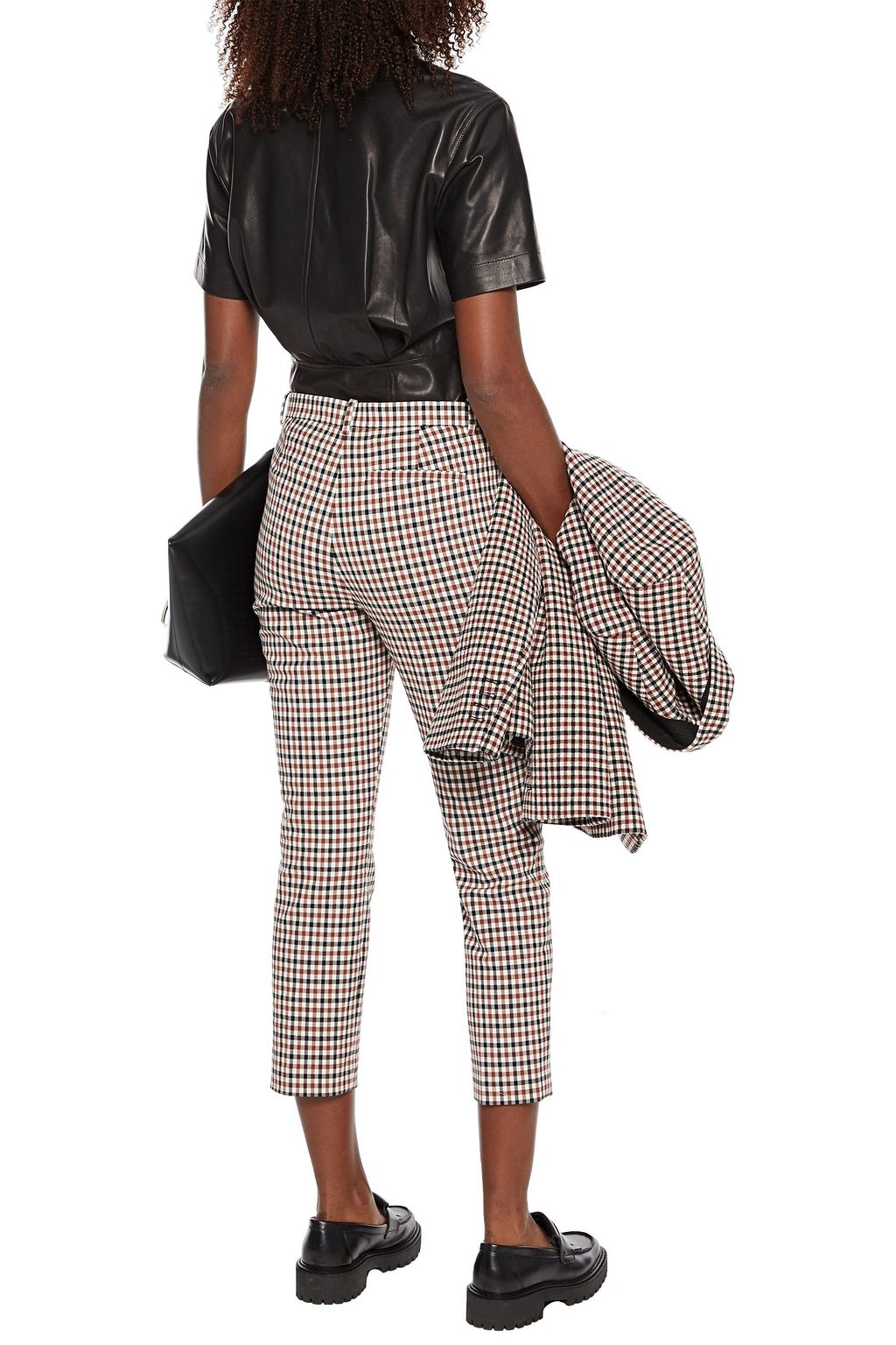 THEORY Trecca cropped gingham stretch-crepe slim-leg pants
