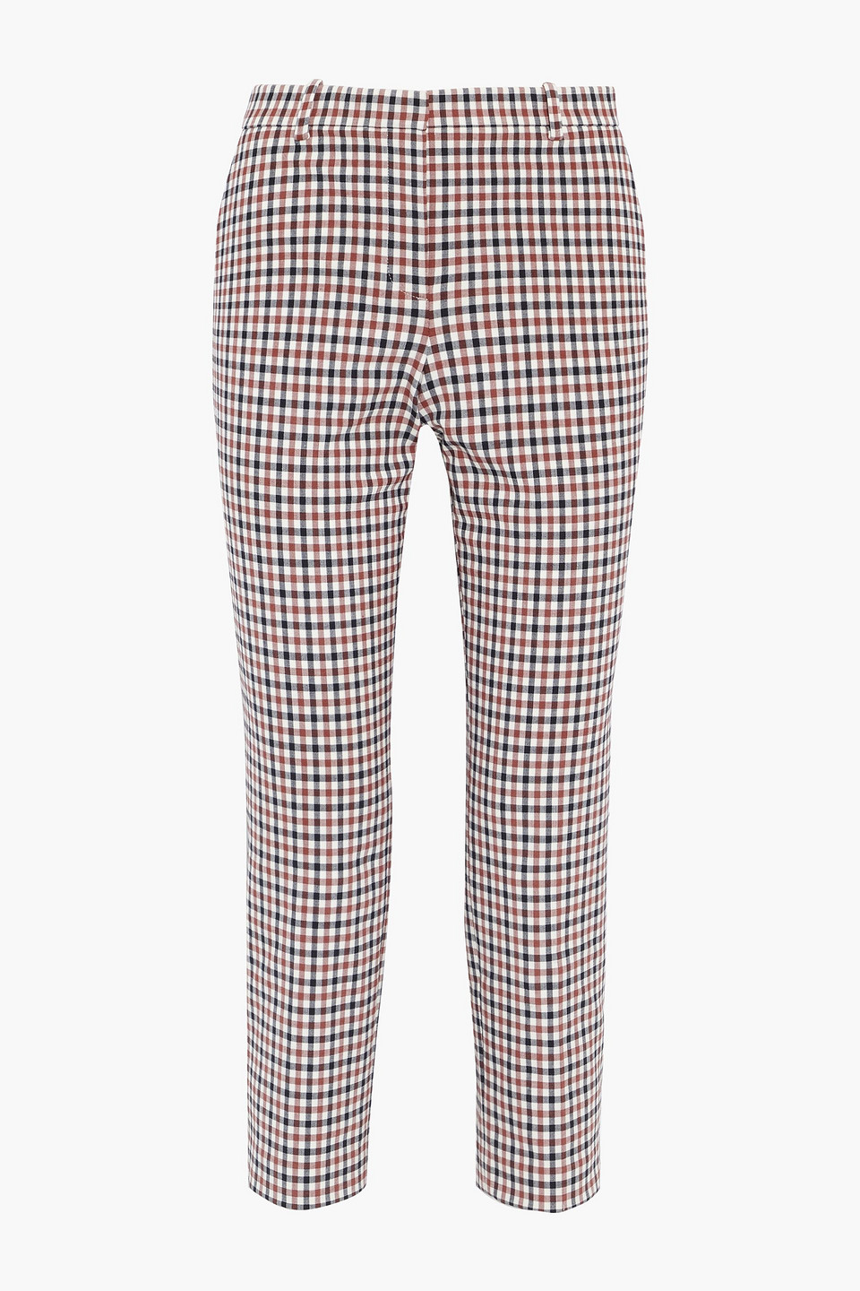 Trecca cropped gingham stretch-crepe slim-leg pants