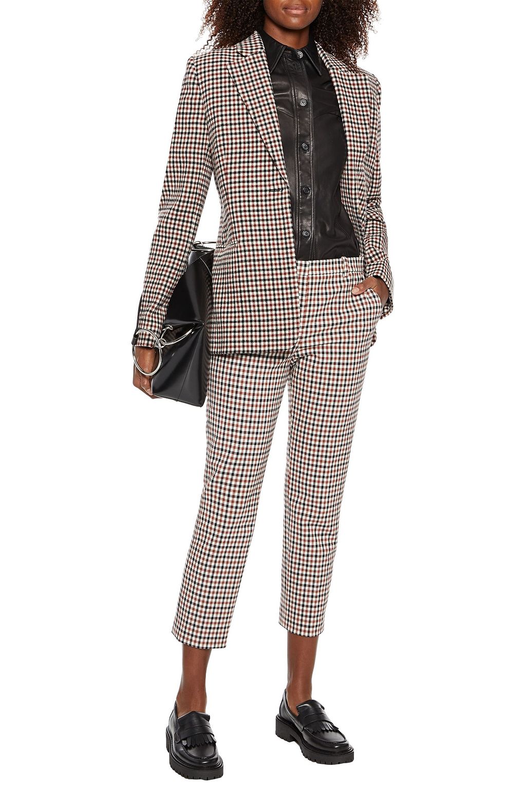 THEORY Trecca cropped gingham stretch-crepe slim-leg pants