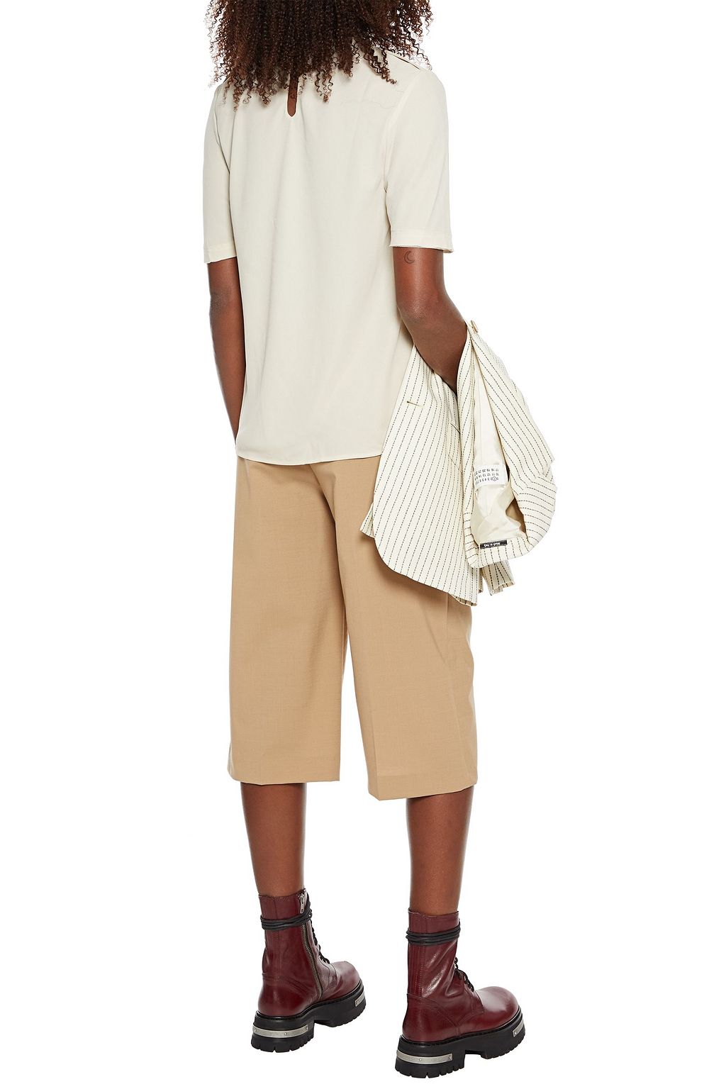 ACNE STUDIOS Pintucked gauze, crepe and georgette top