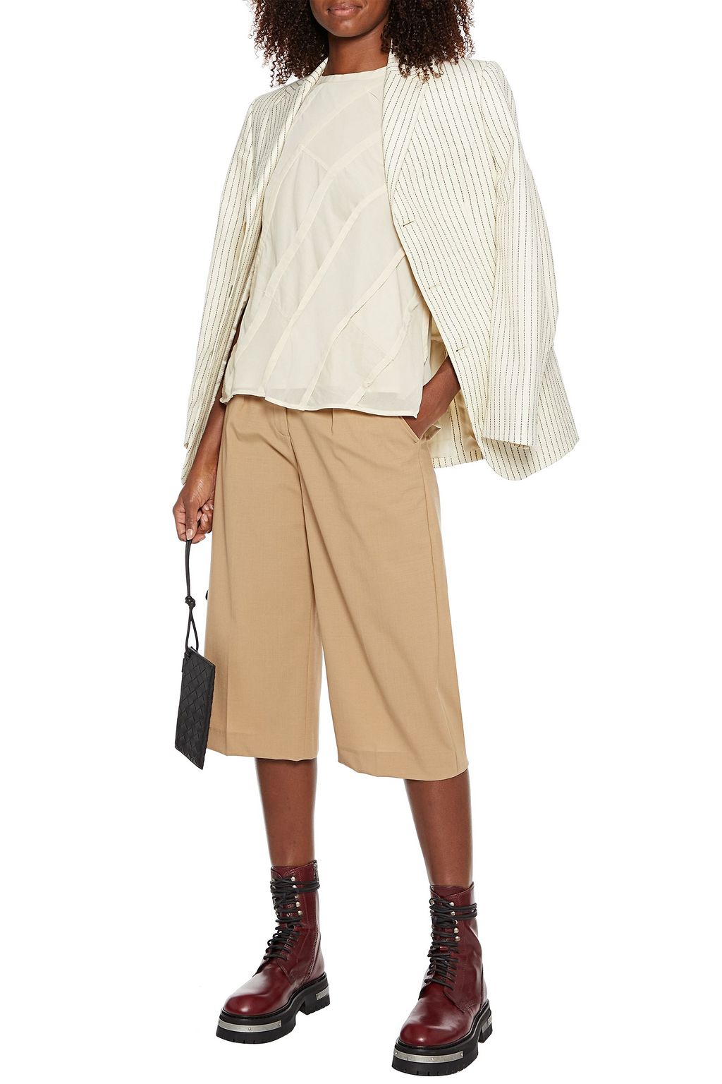 ACNE STUDIOS Pintucked gauze, crepe and georgette top