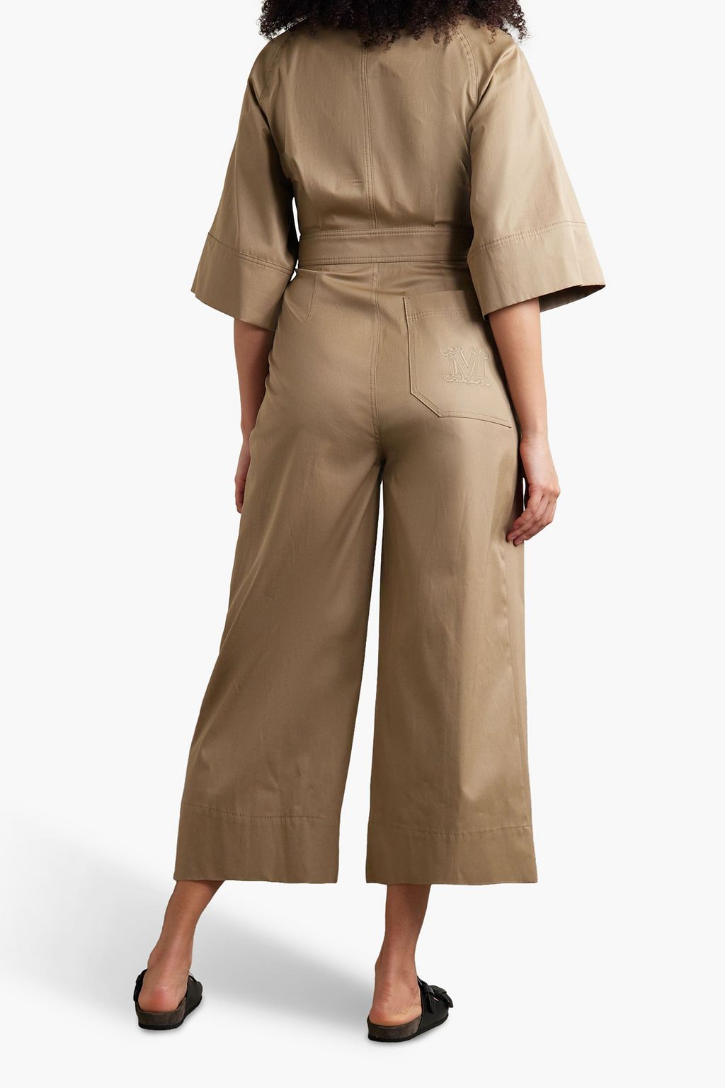 MAX MARA Cropped pleated cotton-blend twill jumpsuit