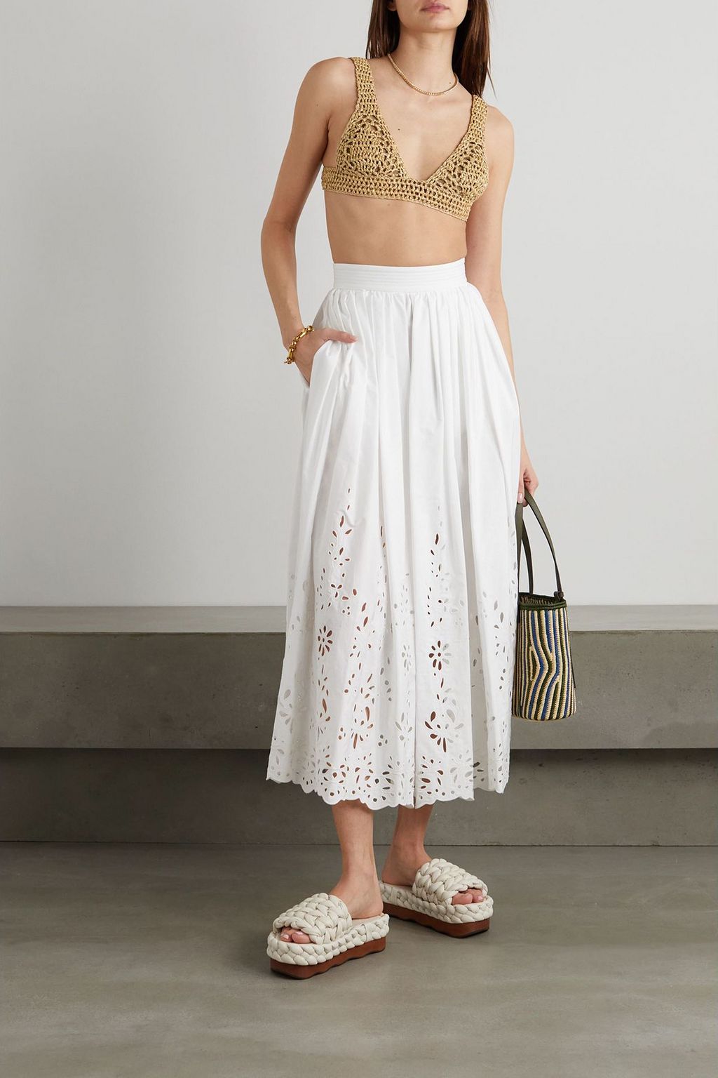 BRUNELLO CUCINELLI Crocheted faux raffia bralette
