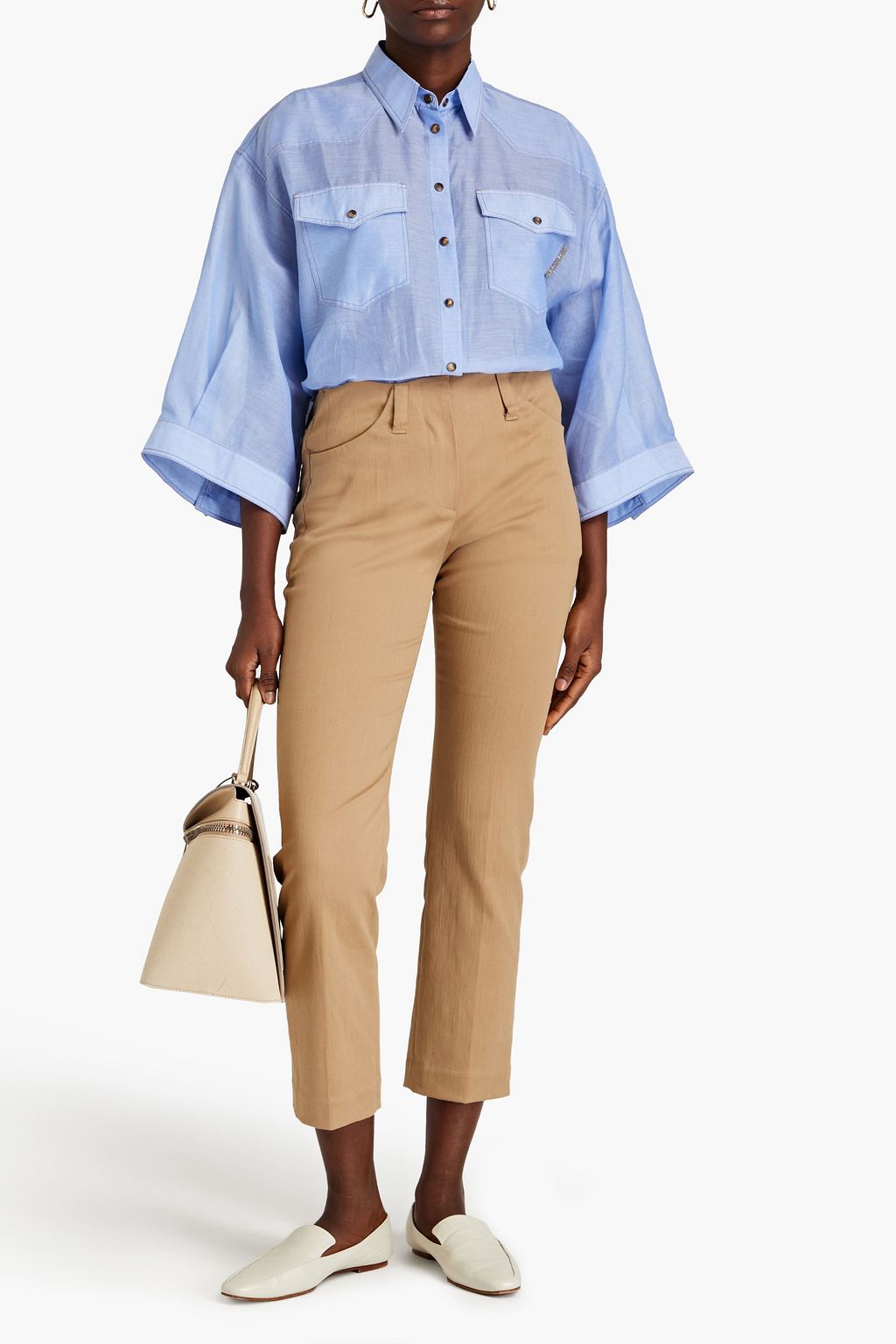 BRUNELLO CUCINELLI コットンガーゼ シャツ ビーズ付き