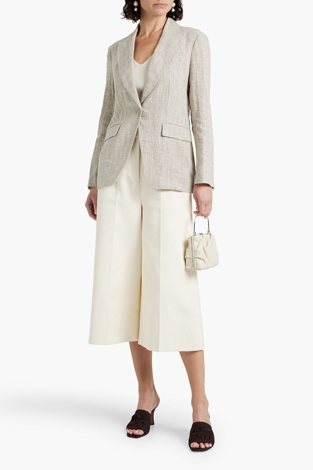 BRUNELLO CUCINELLI Metallic pinstriped linen blazer