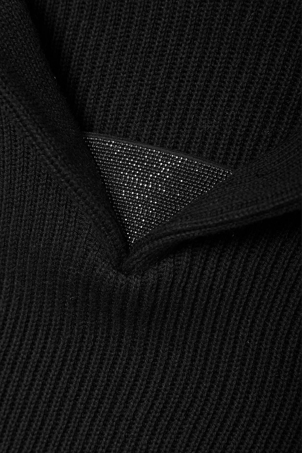 BRUNELLO CUCINELLI リブ編みニット クロップドフーディ ビーズ付き