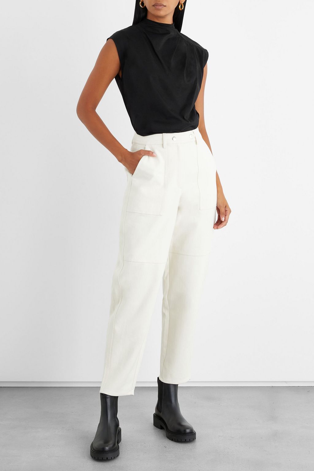 IRIS & INK Fabienne pleated organic cotton-jersey top