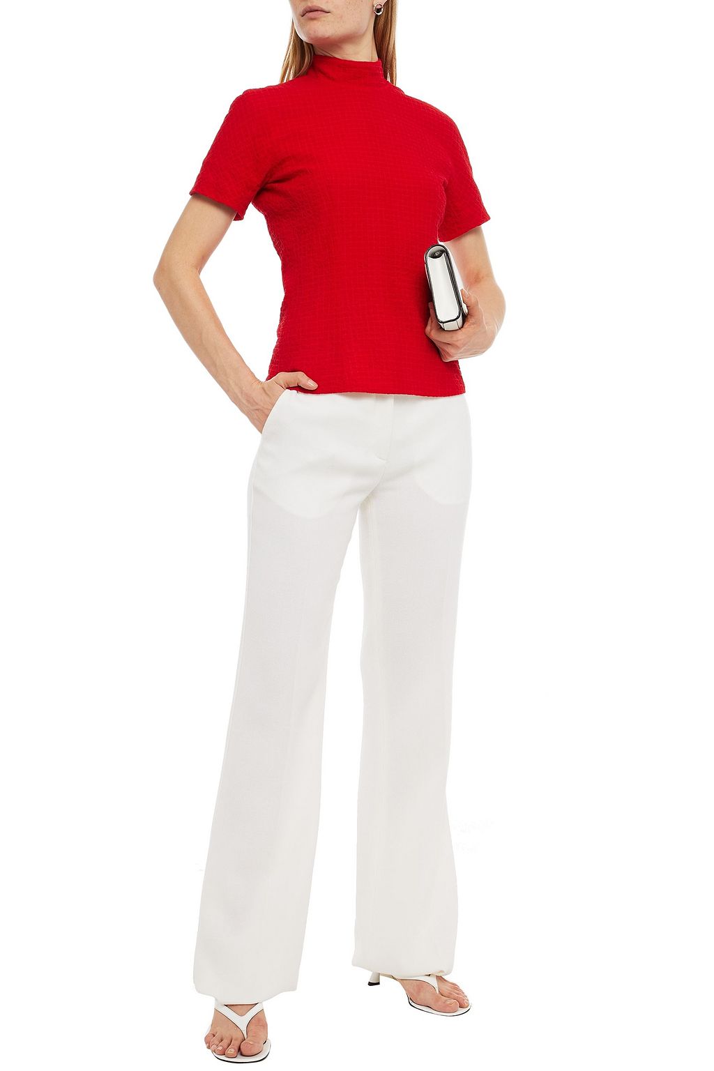 EMILIA WICKSTEAD Camille checked cotton-blend cloqué top