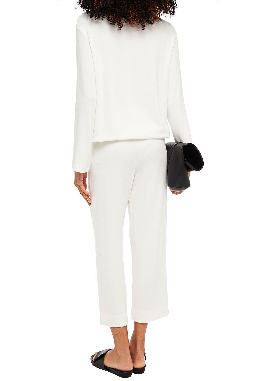 LESET Lori cropped brushed stretch-jersey track pants