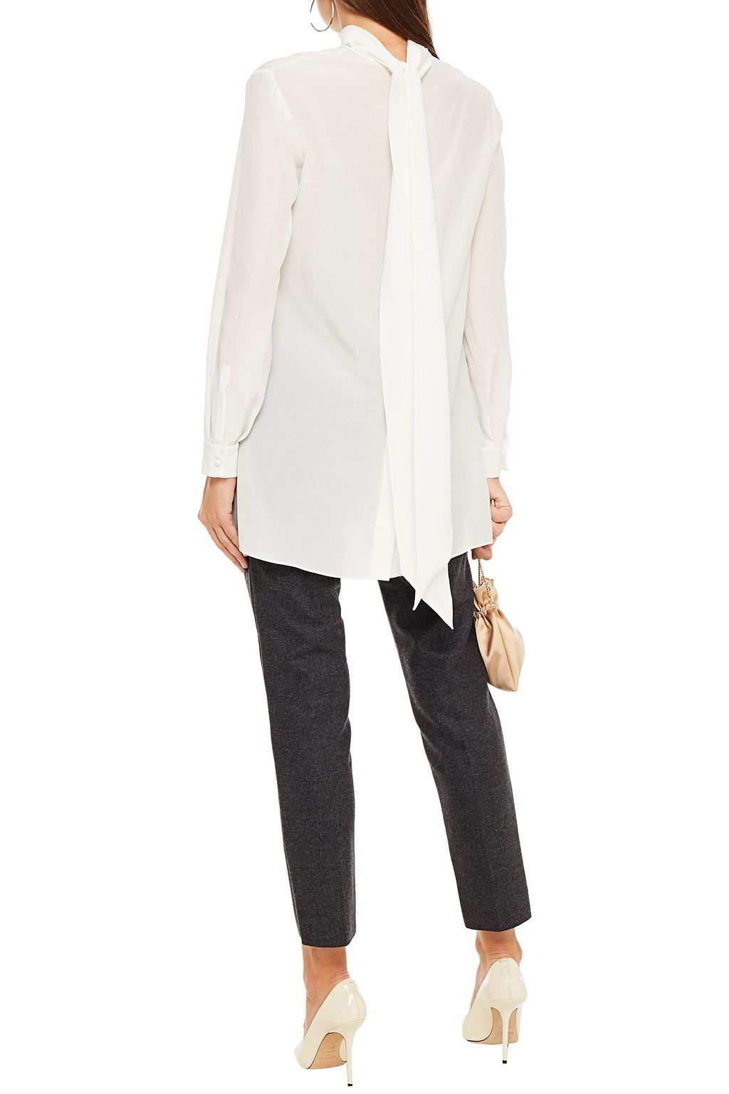 VALENTINO GARAVANI Tie-neck printed silk crepe de chine blouse