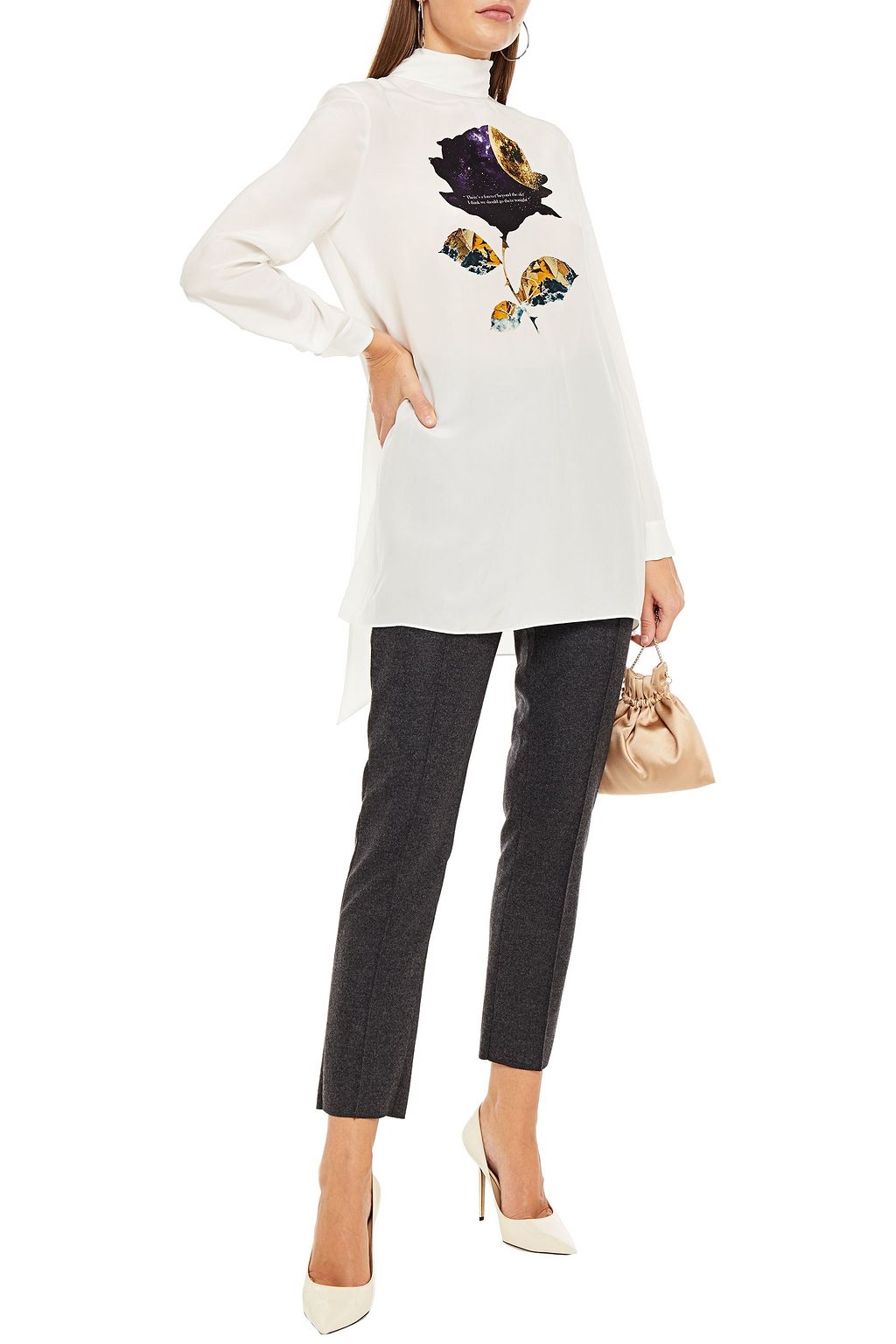 VALENTINO GARAVANI Tie-neck printed silk crepe de chine blouse