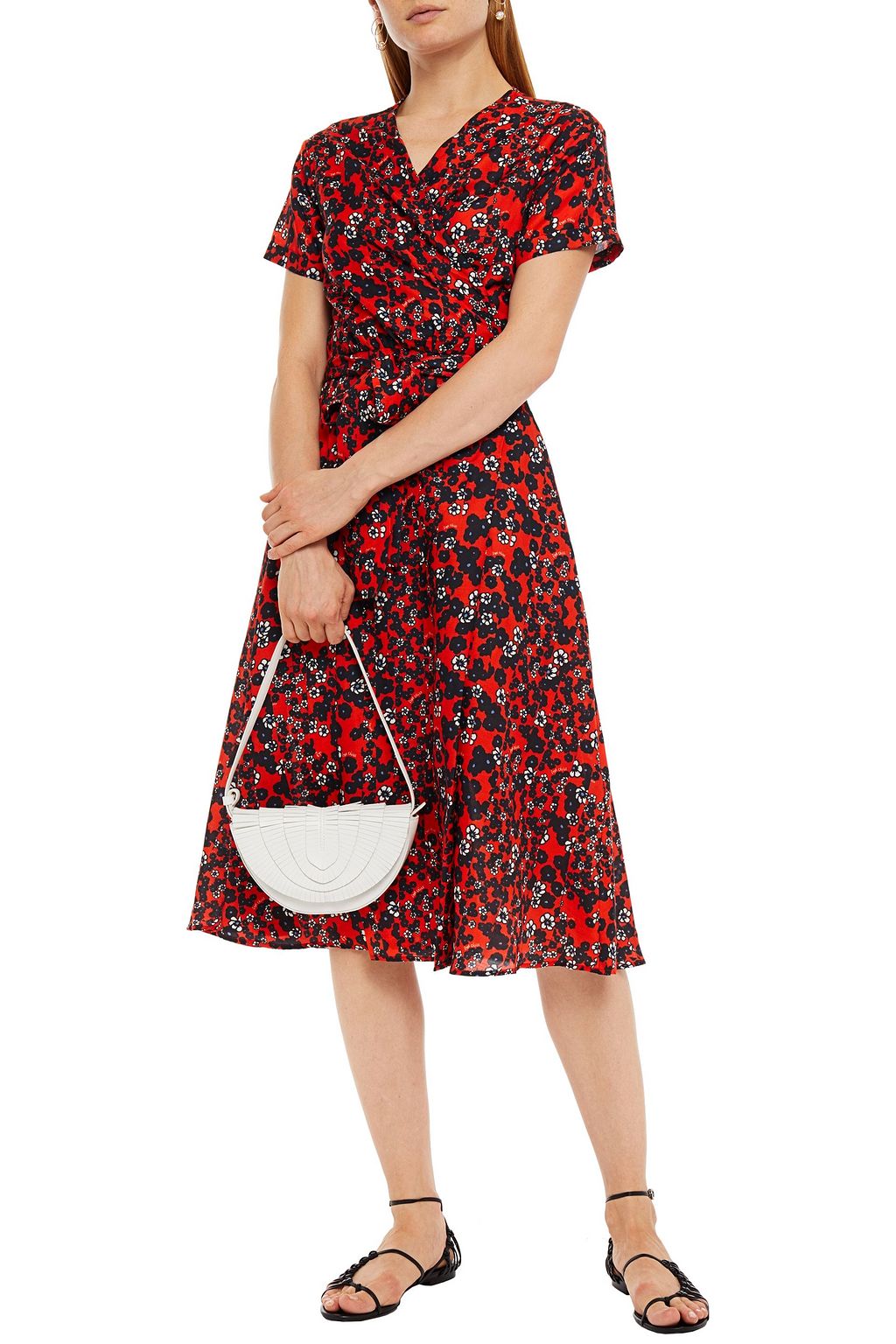 ÊTRE CÉCILE Knotted floral-print cotton and silk-blend midi dress
