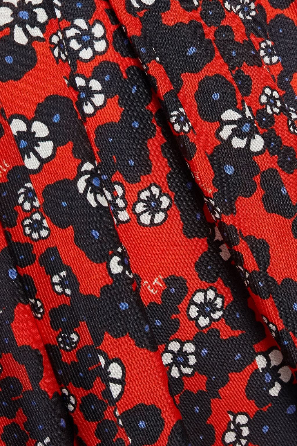 ÊTRE CÉCILE Amelie pleated printed cotton and silk-blend twill midi skirt
