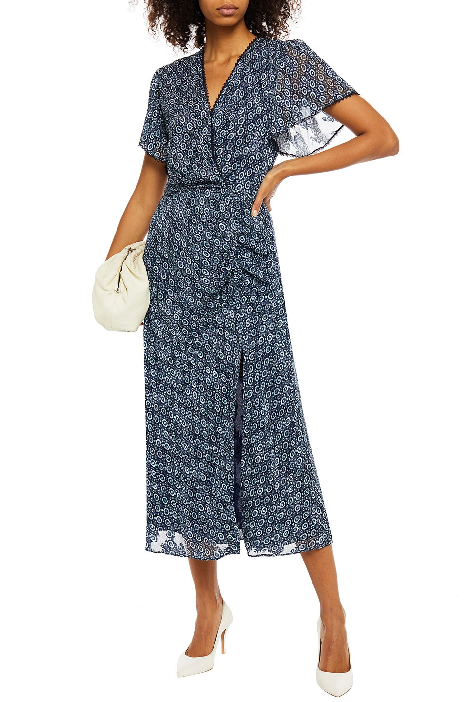 Jonathan Simkhai Wrap-effect Fil Coupé Jacquard Midi Dress In Blue