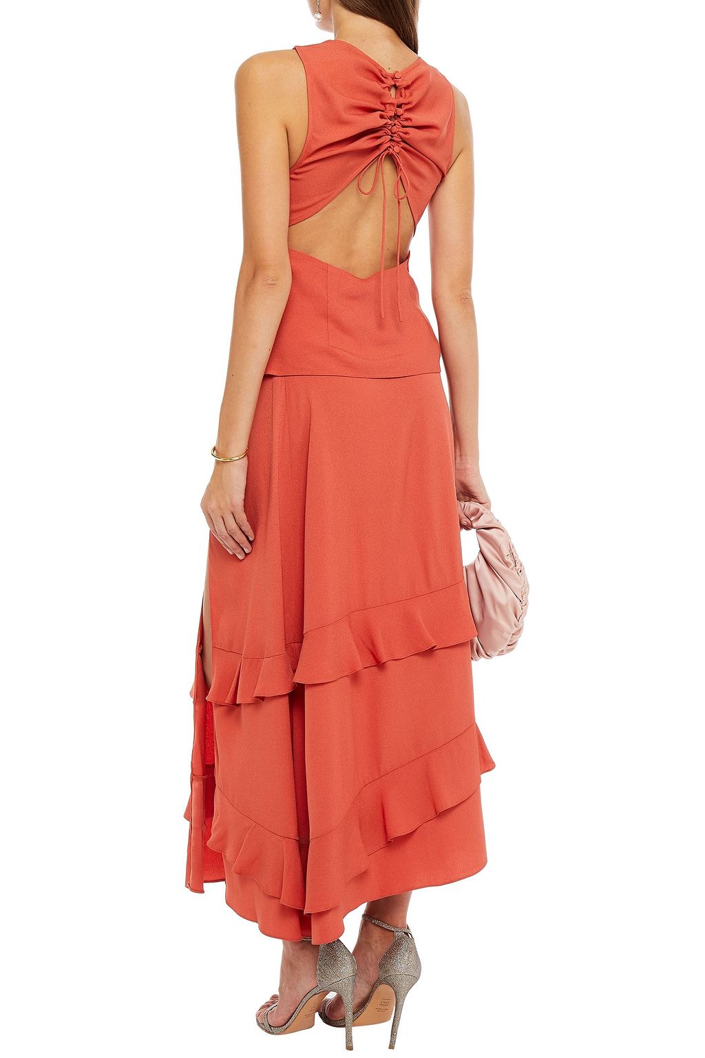 VANESSA COCCHIARO The Emmeline ruffled satin-crepe midi wrap skirt