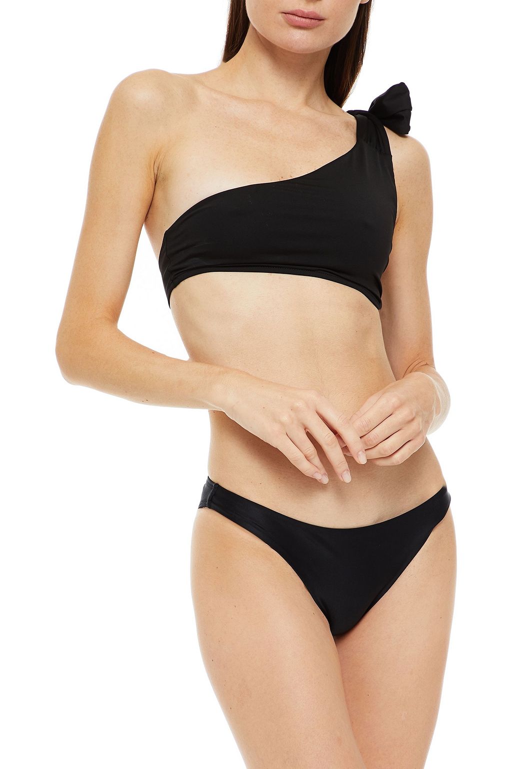BONDI BORN One-shoulder bow-detailed bikini top