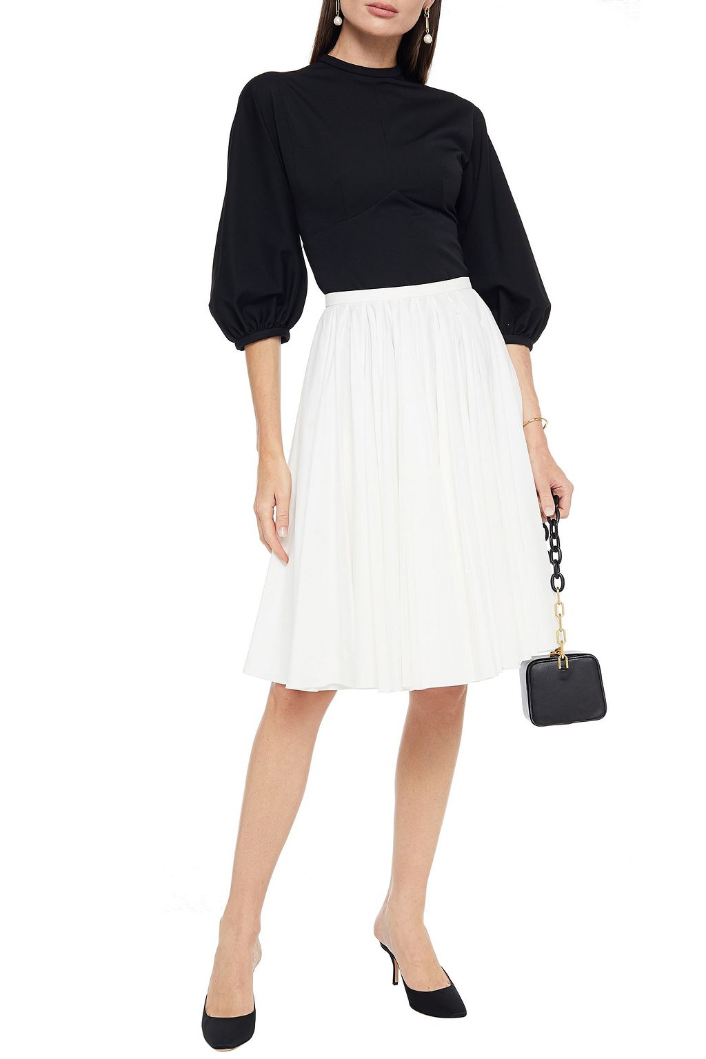 EMILIA WICKSTEAD Pleated cotton skirt