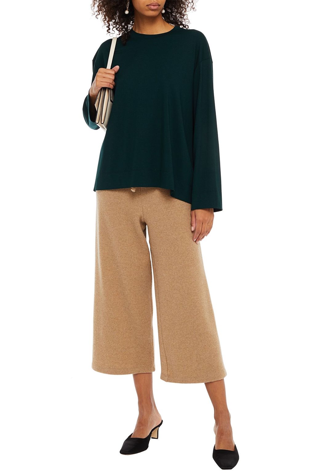 LESET Cropped wool-blend wide-leg pants