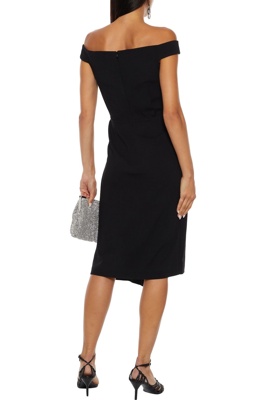 MCQUEEN Off-the-shoulder draped wool-blend crepe dress