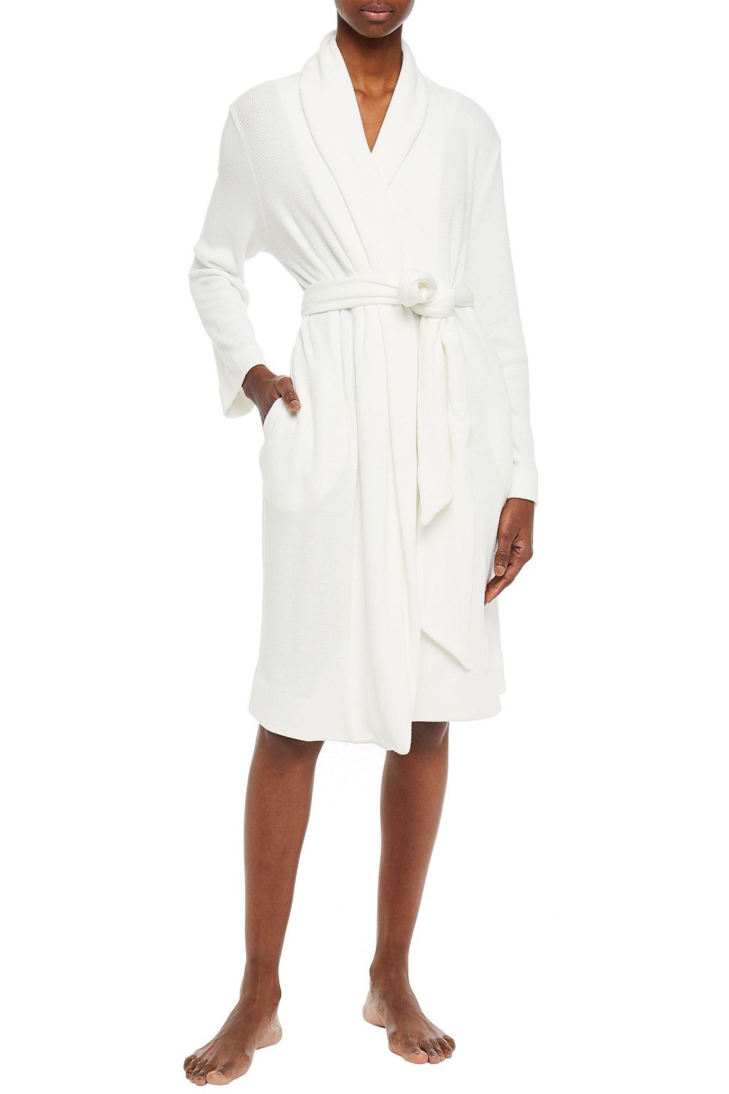 LESET Mélange waffle-knit robe