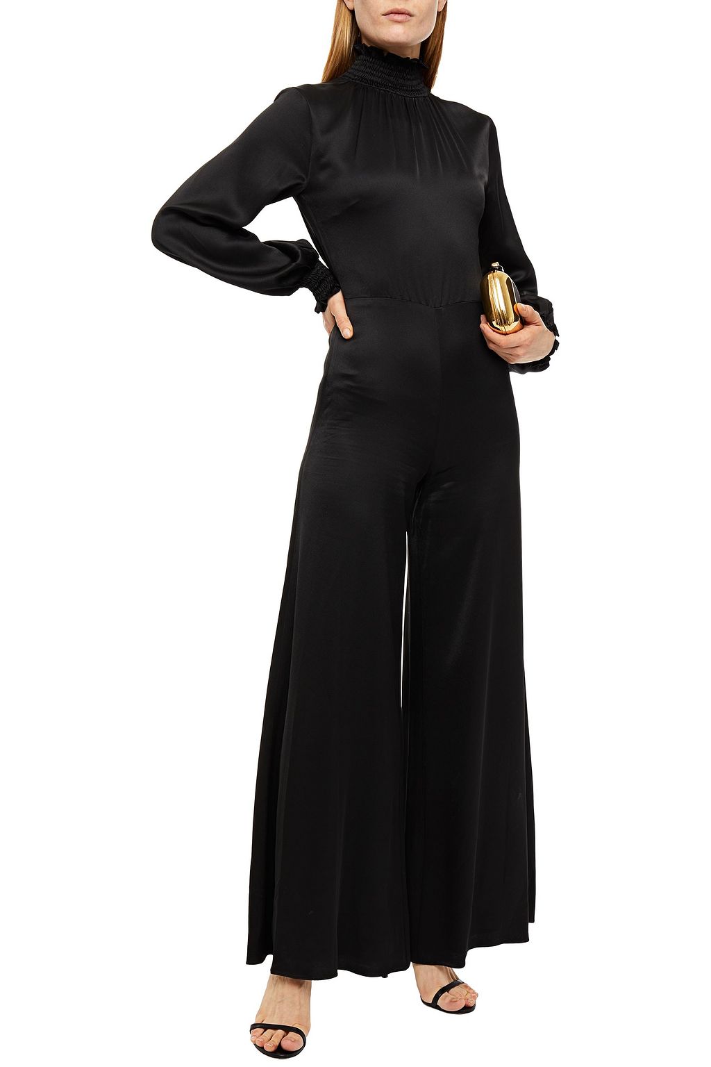 LES HÉROÏNES BY VANESSA COCCHIARO The Mary cutout shirred satin-crepe jumpsuit