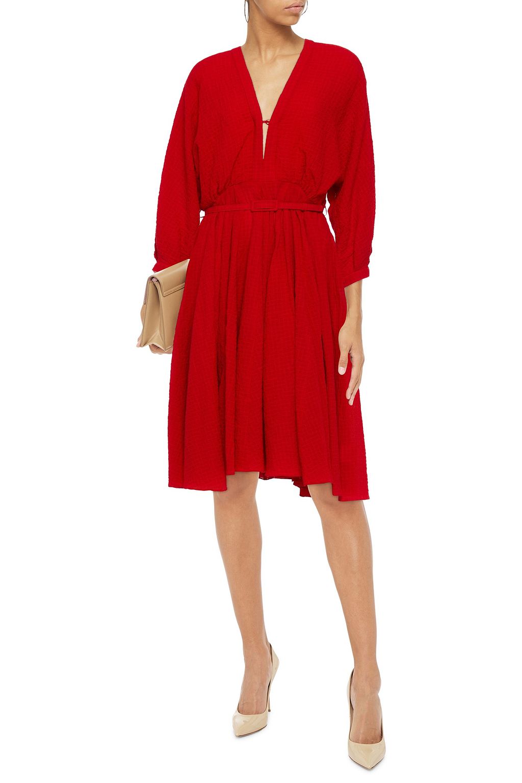 EMILIA WICKSTEAD Lilith pleated cotton-blend cloqué dress
