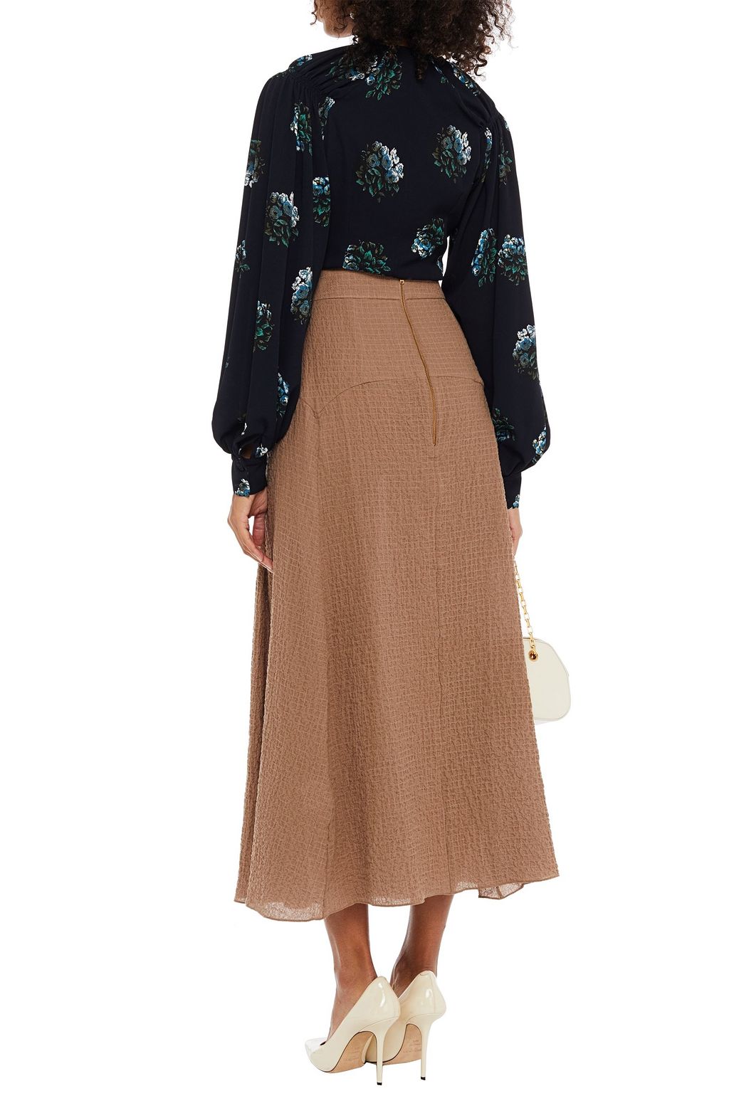 EMILIA WICKSTEAD Margot shirred floral-print crepe blouse