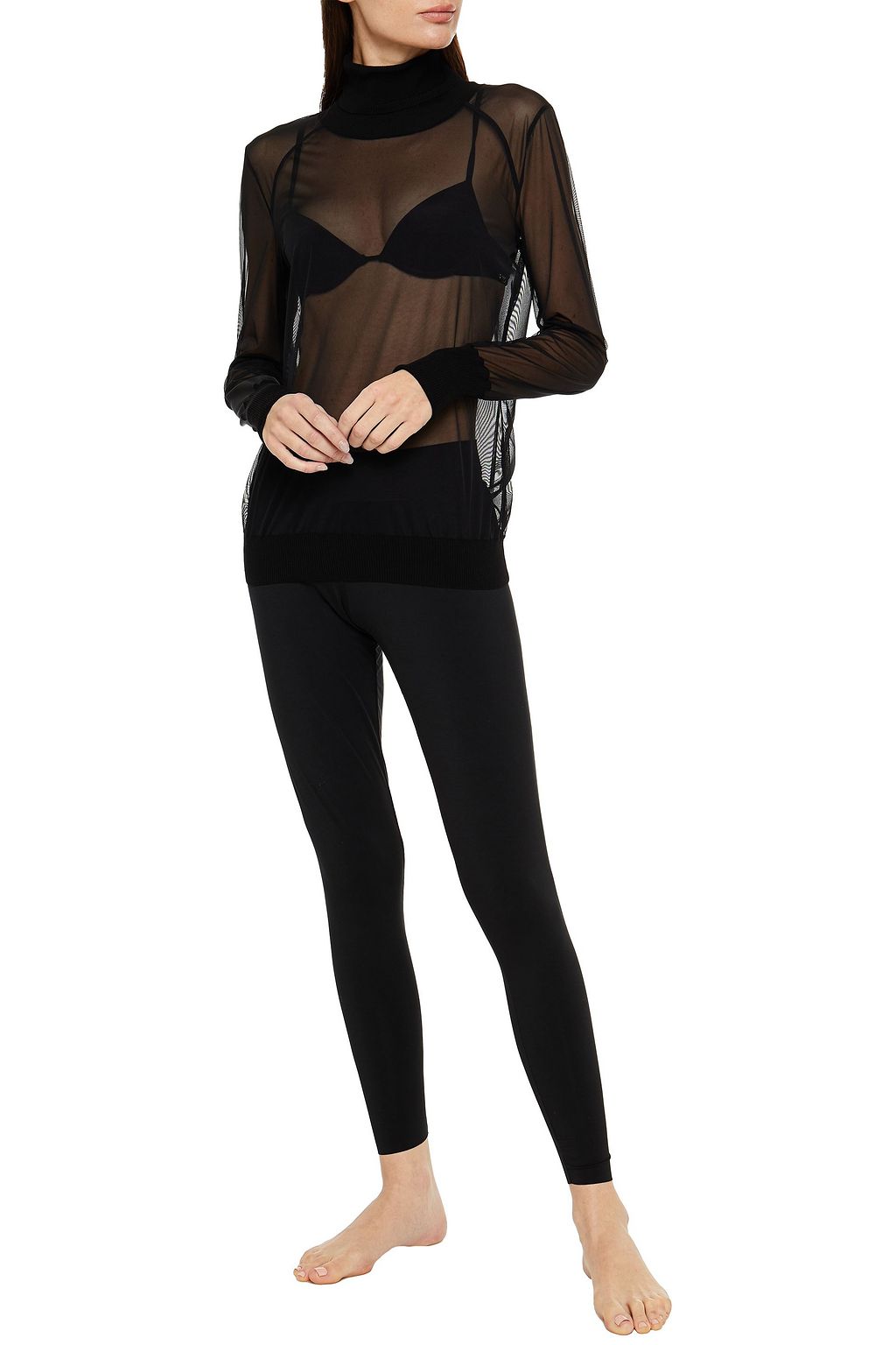 WOLFORD Tony stretch-mesh turtleneck top