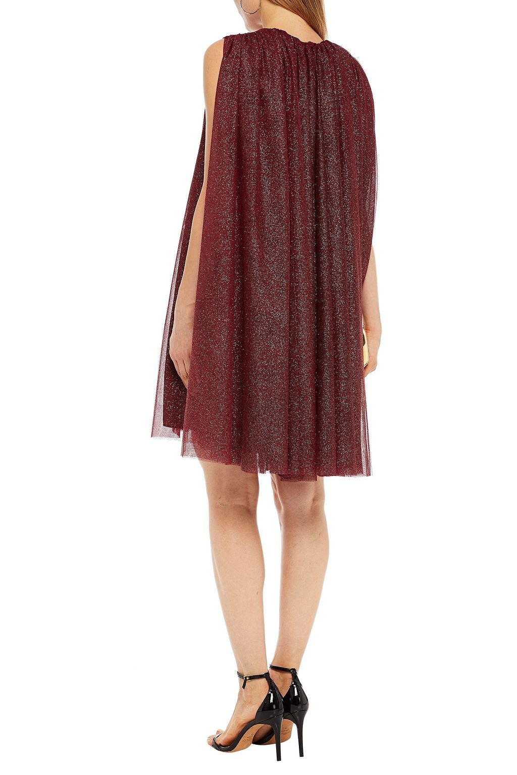 EMILIA WICKSTEAD Cape-back glittered tulle mini dress