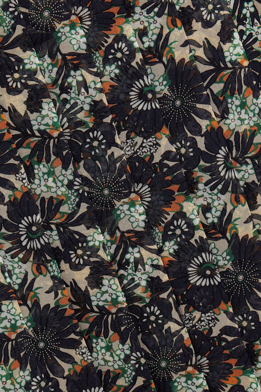 VICTORIA BECKHAM Pleated floral-print silk-print silk-chiffon midi skirt