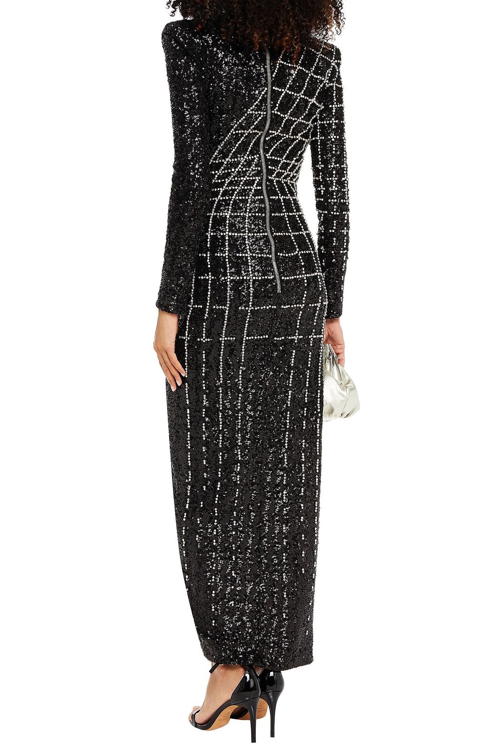 BALMAIN Embellished tulle maxi dress